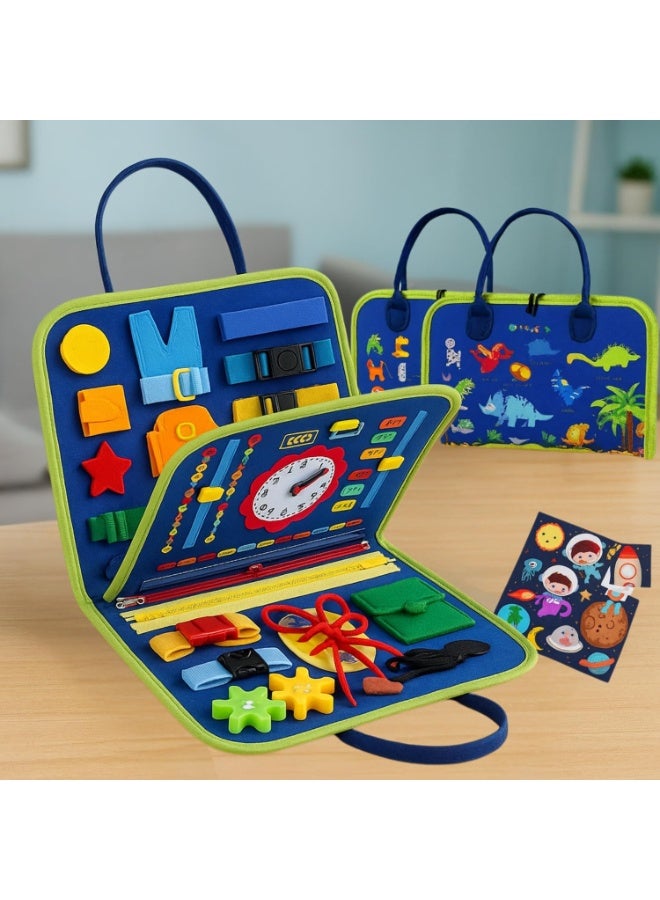 Educational Activity Board for 1, 2, 3, 4 Year Olds, Montessori Sensory Activity Board, Fine Motor Skills Learning Toys for Preschool Boys and Girls, Great Baby Toys (BLUE) - Image 1